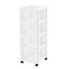 Medium 4-Drawer Cart with Organizer Top, White/Pearl