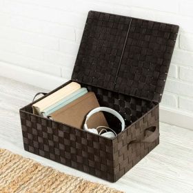 Woven Box With Hinged Lid, Espresso