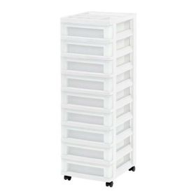 8.5" x 11" 9 Drawer Storage Rolling Cart with Organizer Top, White