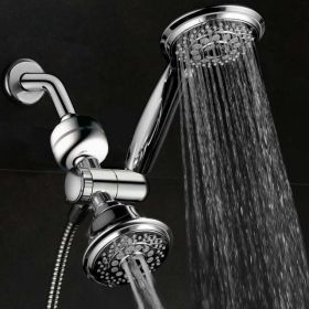 24-Setting Luxury 3-Way Shower Combo, Shower Head and Handheld Chrome