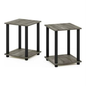 Engineered Wood Simplistic End Table in French Oak Gray/Black (Set of 2)