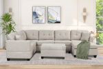 121.3" Oversized Sectional Sofa with Storage Ottoman, U Shaped Sectional Couch with 2 Throw Pillows for Large Space Dorm Apartment