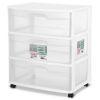 (2 pack) Wide 3 Drawer Cart White