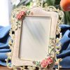 Pink 5x7 Resin Photo Frame Retro Rose Picture Frame Flower Carved Photo Frame Tabletop Display