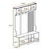 Hall Tree with Shoe Bench, Coat Rack ,Shoe Storage ,Storage Shelves and Pegboard, for Hallways, Halls and Bedrooms, White