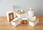 Paper Tissue Box Holder Bamboo Facial Tissue Box Desktop Remote Control Holder Organizer