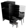 Makeup Vanity Table and Large Armoire Wardrobe Set, Dressing Table with LED Mirror and Power Outlets and 5 Drawers, 4 Door Bedroom Closet, Black