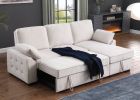 Mackenzie 91" Beige Chenille Fabric Reversible Sleeper Sectional with Storage Chaise, Drop-Down Table, Cup Holders and Charging Ports