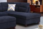 Diego 103.5" Black Fabric Sectional Sofa with Right Facing Chaise, Storage Ottoman, and 2 Accent Pillows