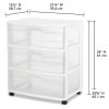 (2 pack) Wide 3 Drawer Cart White