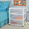 (2 pack) Wide 3 Drawer Cart White