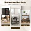 Simple Industrial 2-Tier Side Table Set 2 Pieces with Open Shelf