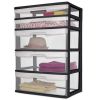 Plastic 5 Drawer Wide Tower Black