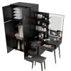 Makeup Vanity Table and Large Armoire Wardrobe Set, Dressing Table with LED Mirror and Power Outlets and 5 Drawers, 4 Door Bedroom Closet, Black