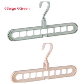 Clothes Hanger Plastic Storage Hanger Hanger Hook (Option: 6Beige 6Green-12pc set)