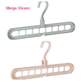 Clothes Hanger Plastic Storage Hanger Hanger Hook (Option: 3Beige 3Green-6pc set)