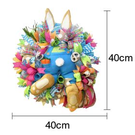 2023 Easter Rabbit Wreath Colorful Easter Rabbit Garlands Door Oranments Happy Easter Party Decor Bunny Wall Front Door Hanging (Color: Rabbit Wreath B)