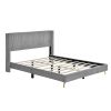 Queen Size Corduroy Platform Bed with Metal Legs